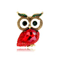 Red Gold Tone Owl Crystal Two Designs Metal Brooch Pin view 1