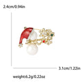 Pearl Snowman Christmas Brooch Red Hat Gold Snowflake Pin view 6