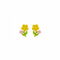 Colorful Flower Stem Stud Earrings Yellow and Purple Styles view 5