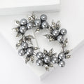 Crystal Leaf and Pearl Wreath Brooch for Jackets Scarves and Coats view 3