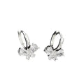 Butterfly Clear Stone Huggie Hoop Earrings Three Metal Colors view 5