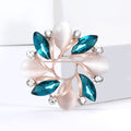 Rose Gold Cat Eye Crystal Floral Wreath Brooch Two Blues view 4