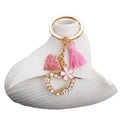 Pink Tassel Pearl Flower and Open Heart Charm Keychain view 5