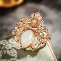 Champagne Gold Floral Opal Teardrop Center Statement Ring view 2