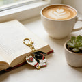 Enamel Grad Cap Books Bouquet Lobster Clasp Keychain view 4