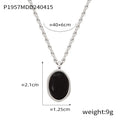Tiger Eye Black Stone Oval Bean Pendant Necklaces Gold Steel view 7