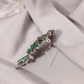 Crystal Rhinestone Leaf Brooch Pins Red and Green Metal Alloy view 4