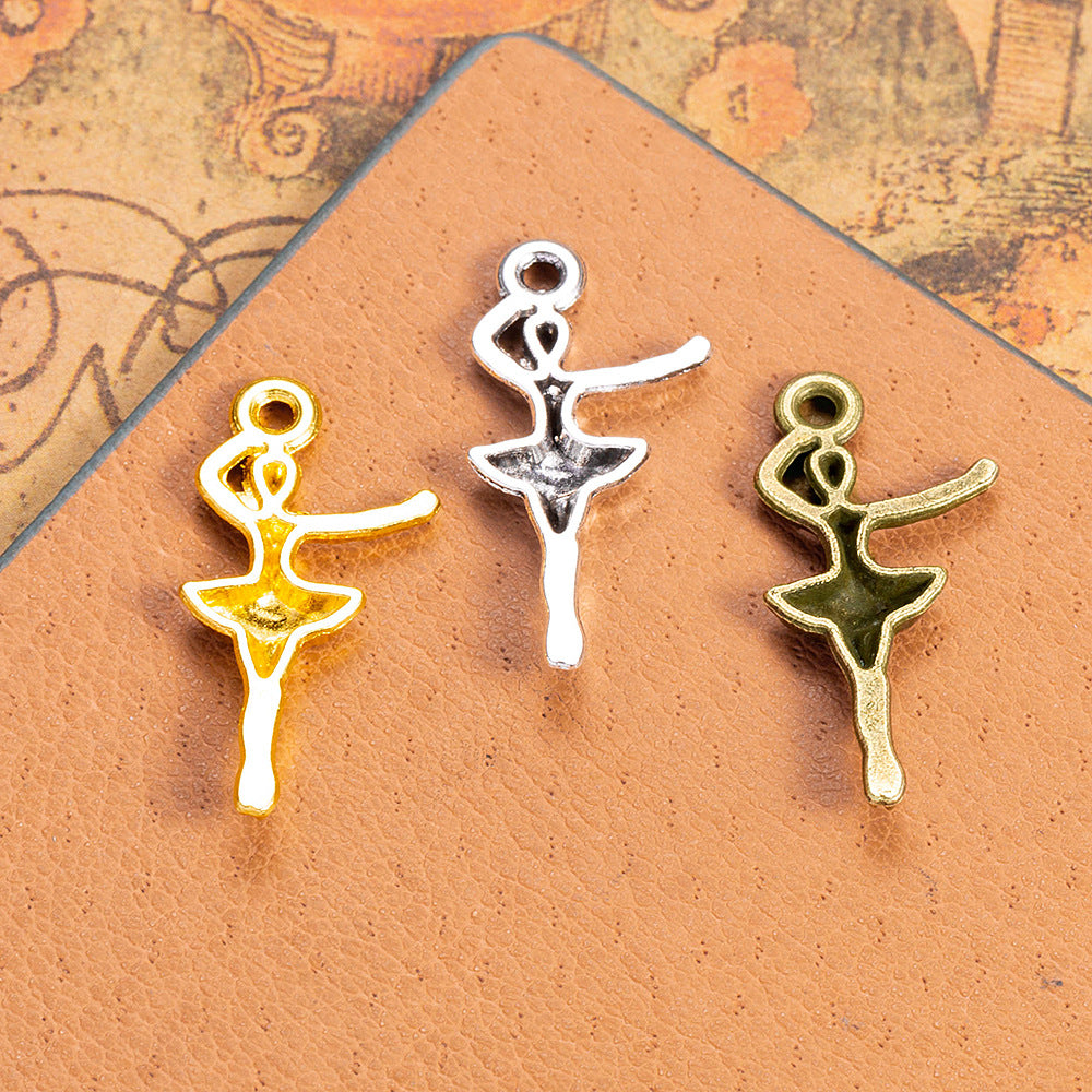 25x12mm Vintage Ballet Girl Charm Pendant