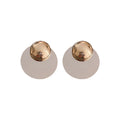 Two Tone Disc and Dome Geometric Stud Earrings Decorative Jewelry view 5