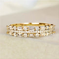 Three-Row Round And Baguette Stone Band In Three Metal Tones view 3