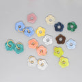 Gold Tone Resin Flower Hoop Earrings in Fifteen Translucent Colors view 1
