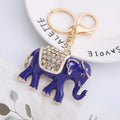 Enamel Rhinestone Elephant Keychain Gold Metal Charm view 2