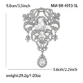 Large Glass Drop Court Brooch Gold Tone Crystal Pendant Pin view 8