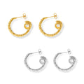 Textured Crumpled C-Shaped Hoop Earrings Gold Or Steel view 5