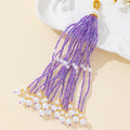 Seed Bead Tassel Pendant Charm With Pearl Accents Seven Colors view 3