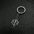 Silver Four Leaf Clover Charm Metal Split Ring Keychain view 3