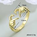 Finger Heart Gesture Open Adjustable Band Ring Two Tones view 5