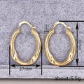 Gold Tone Irregular Oval Textured Hoop Earrings Pair view 4