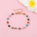 Multicolor Heart Evil Eye Gold Chain Bracelet Necklace view 2