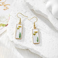 Slim Rectangular Pressed Flower Drop Earrings in Twelve Designs view 11
