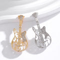 Gold Tone Silver Tone Violin Crystal Two Designs Metal Brooch Pin view 4