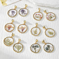 Irregular Gold Frame Dried Flower Resin Earrings Heart Posts view 1