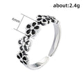 Antique Silver Tone Open Daisy Band Ring With Dark Centers view 5