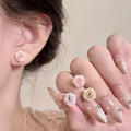 Ten Pair Multicolor Small Resin Rose Flower Stud Earring Set view 3