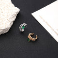 Gold and Silver Green Eye Coiled Snake Upper Ear Cuffs view 2