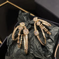 Crystal Openwork Triple Oval Drop Earrings in Gold and Silver view 2