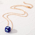 Gold Tone Colorful Cube Blue Evil Eye Pendant Necklaces in Seven Colors view 4