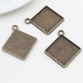 Textured Back Square Cabochon Pendant Trays in Two Metal Finishes view 4