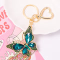 Gold Rhinestone Butterfly Heart Clasp Metal Keychain view 6