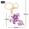 Rhinestone Flower Goldfish Keychain Enamel Metal Bag Charm view 3