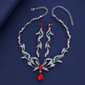 Black Silver Tone Bird Branch Two Designs Metal Necklace and Earring Set view 3