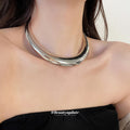 Wide Polished Collar Necklace in Gold Tone or Silver Tone view 3