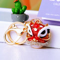 Jeweled Lion Dance Head Keychains with Fortune Loops and Loop Only Options view 6