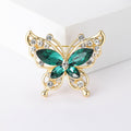 Gold Tone Butterfly Brooch With Faceted Colored Wings Outlined With Clear Crystals view 6