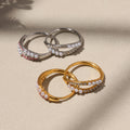 Open Ring Shell Beads Clear Or Pink Zircon Accents view 4