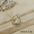 Gold Tone Mini Round Bezel Pearl Pendant Necklace Chain view 4