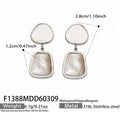 White Shell Geometric Drop Earrings in Gold and Silver Tone view 7