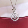 Silver Crown Open Circle Drop CZ Pendant Necklace Chain view 1