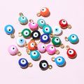 Colorful Evil Eye Enamel Disc Charms with Gold Tone Loops view 4