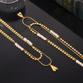 Layered Gold Heart Pendant Necklace With Imitation Pearls view 3