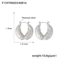 Wing Feather Texture Hoop Earrings In Gold And Steel view 7