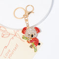 Rhinestone Koala Bear Keychain Bamboo Alloy Gold Clasp view 6