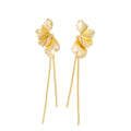 Gold and Silver Layered Petal Long Tassel Stud Earrings view 5