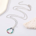 Silver Tone Multicolor Crystal Open Teardrop Pendant Necklace view 5