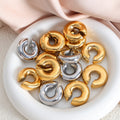 Chunky Open C Shape Ear Cuffs Gold And Steel Metal view 2