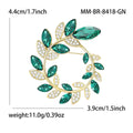 Marquise Crystal Leaf Wreath Brooch in Blue Pink or Green view 8